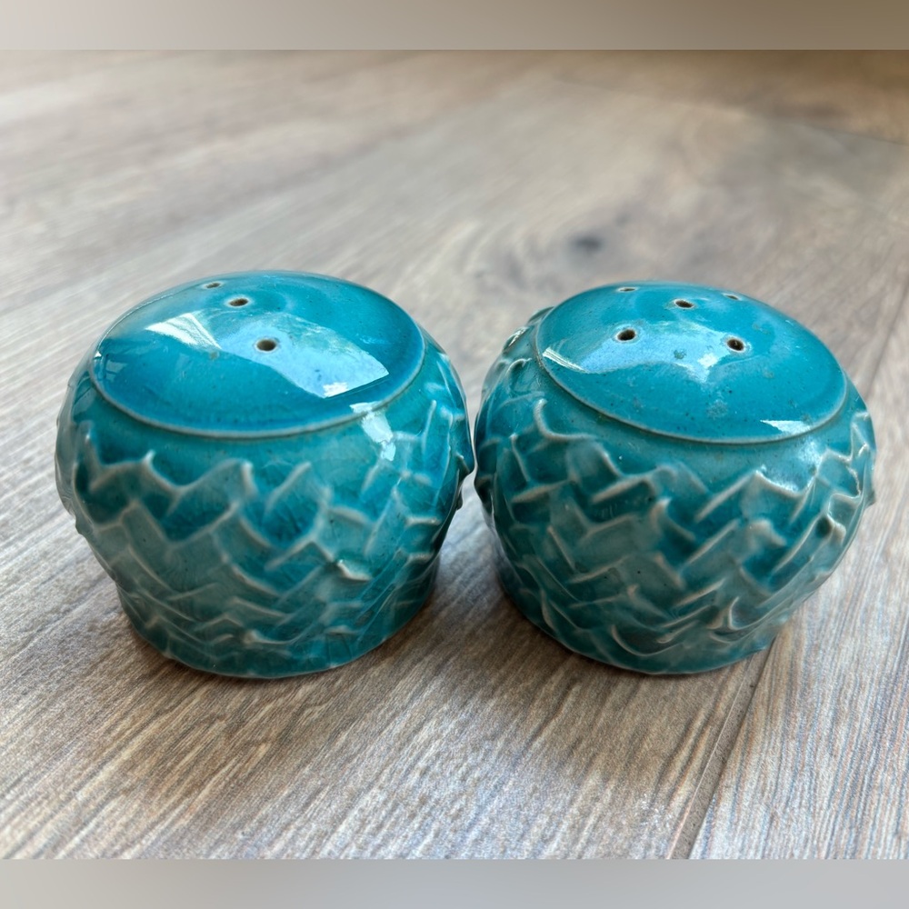 Art Pottery Turquoise Studio Clay Salt and Pepper Shaker Set Handmade